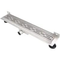 Brauer Caniveau de douche - cadre d'étanchéité - 100x7x6.7cm - à fond creux - sortie latérale - inox DR-SRFW100NG