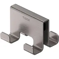 Tiger Caddy : Double crochet pour cabine de douche, en acier inoxydable brossé