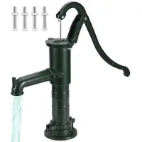 Vevor Support Pompe à Eau Manuelle Socle Pompe à Main Fonte Jardin Pied Pompe à Bras Vintage Bases Élargies en Bas et Haut Diamètre de Base 16 cm pour Étang Domestique Terrasse 22,86x22,86x66 cm Vert