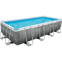 Bestway Power Steel Frame Pool Kit complet, rectangulaire, avec pompe de filtration, échelle de sécurité & bâche 549 x 274 x 122 cm, Piscine, Natation, Piscines