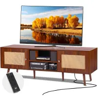 Vevor Meuble TV en Rotin pour Téléviseur de 65 pouces