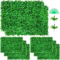 Vevor Panneaux de Buis Artificiels 24X 16pouce Haie Artificielle Réaliste 8pcs Protection UV Panneaux Muraux de Haie de Buis Construction Solide Frais Faux Feuillage Toile de Fond Décoration Murale