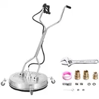 Vevor Nettoyeur de Surface pour Nettoyeur Haute Pression 609,6 mm Accessoire Nettoyeur Sol Acier Inox sur Roue Poignée 276 bar Max. Connecteur 0,95 cm Adaptateur 0,635 cm Nettoyeur pour Allée Terrasse