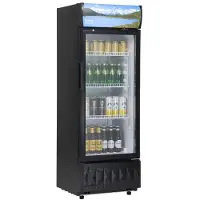 Vevor Réfrigerateur à Boissons Commercial 195 L Frigo Vitrine Température 0-10 ℃ Armoire à Boisson Réfrigérée avec 3 Étagères Réglables et Caisson Lumineux Personnalisable pour Magasin Supermarché Bar
