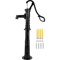 Vevor Pompe à Eau Manuelle Fonte + Support Pompe à Main Puits Jardin 135 cm Pompe à Bras Vintage Fontaine 40x15x68 cm Support 67 cm Profondeur 6 m Sortie Eau 6,5x22 cm pour Étang Cour Terrasse Noir