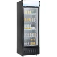 Vevor Réfrigerateur à Boissons Commercial 275 L Frigo Vitrine Température 0-10 ℃ Armoire à Boisson Réfrigérée avec 4 Étagères Réglables et Caisson Lumineux Personnalisable pour Magasin Supermarché Bar