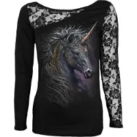 Spiral T-shirt manches longues de - Celtic Unicorn - S - XXL - pour Femme - noir - Taille XXL