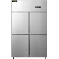 Vevor Réfrigérateur Congélateur 780 L 272 W Armoire Réfrigérée Positive et Négative 0-10 ℃ et ≤ -15 ℃ Armoire de Congélation Professionnelle 4 Portes à Portée de Main Frigo Cuisine Restaurant Hôtel