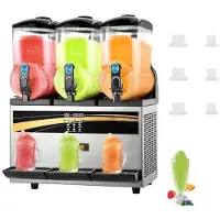 Vevor Machine à Granités 3 x 15 L Machine de Glace Fondue 62 x 51 x 81 cm Machine à Granitas avec Réfrigération Efficace en Acier Inoxydable pour Rationaliser et Booster Service de Boissons Glacées