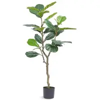 Vevor Arbre Artificiel 121 cm Plante Artificielle PE Haut Figuier Lyre Faux Arbre Vert Pot 150x125 mm Décoration de Style Fausse Plante pour Maison Bureau Hôtel Centre Commercial Intérieur Extérieur