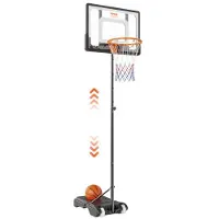 Vevor Panier de Basket Extérieur Intérieur Portable Réglable en Hauteur 152-213 cm Panneau de Basket 82 cm sur Pied à Roulettes avec Base de Lestage pour Adultes Enfants Entraînement de Basket-ball