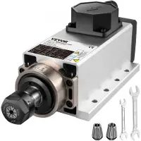Vevor Moteur de Broche Refroidi à l'Air Carré 2,2 kW Moteur Broche CNC 24000 tr/min ER20 Moteur de Fraisage Refroidissement par Air Moteur de Broche pour Machine à Graver Convertisseur de Fréquence