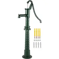 Vevor Pompe à Eau Manuelle Fonte + Support Pompe à Main Puits Jardin 131 cm Pompe à Bras Vintage Fontaine 40x15x65 cm Support 67 cm Profondeur 6 m Sortie Eau 5,5x22 cm pour Étang Cour Terrasse Vert