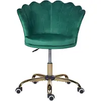 Beliani Fauteuil de bureau pivotant en velours vert avec piètement et hauteur réglable
