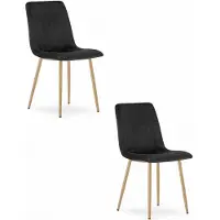Leobert Chaise Valora LAVA, velours noir, pieds en bois x2 | Lot de 2 chaises noires avec pieds en bois pour un intérieur élégant