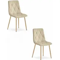 Leobert Chaise - - Libra - Velours Beige Clair/Pieds Bois - 45 X 54 X 86,5 Cm - Lot De 2