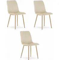 Leobert Chaise - - Lava - Velours Beige Clair/Pieds Bois - 45 X 55 X 86 Cm - Lot De 3