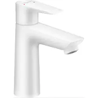 Hansgrohe Mitigeur de lavabo Talis E 110 avec garniture d'écoulement à tirette, blanc mat, 1 pièce.
