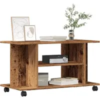 vidaXL Étagère TV avec roulettes aspect vieux bois 80x40x45 cm Matériau dérivé du bois