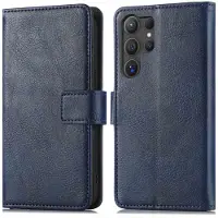 IMoshion Étui de télephone portefeuille de luxe pour Samsung Galaxy S25 Ultra - Bleu foncé
