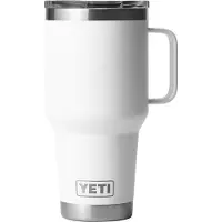 Yeti Rambler Travel Mug 30oz Stronghold Lid, White, tasse de voyage isotherme avec couvercle, 887 ml
