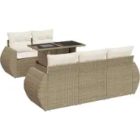 vidaXL Ensemble de salon de jardin 6 pièces avec coussins Beige Poly Rattan