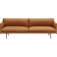 Muuto Outline Canapé Refine Leather Cognac|Black | 3-Seater - Black Base