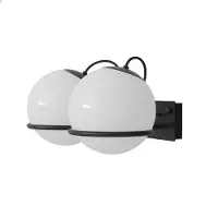 Astep Model 237/2 Model 238/2 Applique murale 2 Opaline Spheres (20cm Diameter), Black Mount