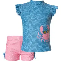 Playshoes Maillot de bain 'Krebs' bleu / rose clair / blanc