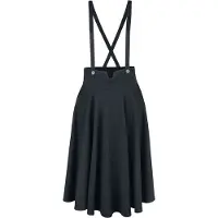 Voodoo Vixen Jupe mi-longue Rockabilly de - Jupe Salopette Noire Toyin Herringbone - S - 4XL - pour Femme - noir - Taille XL