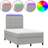 vidaXL Lit boxspring avec matelas & LED gris clair 120x190 cm Tissu