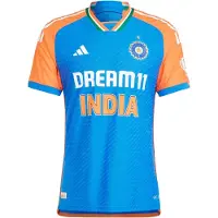 Adidas T-Shirt fonctionnel 'India Cricket T20I ' bleu foncé / orange / blanc cassé