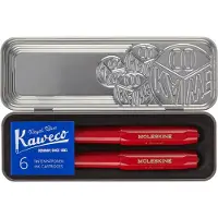 Moleskine Coffret boîte métallique Kaweco Stylo plume et Stylo bille avec cartouches d’encre Rouge