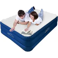 Aerorest Matelas gonflable pour 2 personnes - Extra long | Longueur : 210 cm | Surface supérieure moelleuse | Topper amovible | Pompe intégrée | Livré avec une sacoche de transport