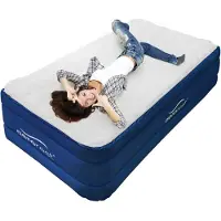 Aerorest Matelas gonflable pour 1 personne - Extra long | 210 cm de longueur | Surface supérieure moelleuse | Topper amovible | Avec pompe intégrée | Livré avec une sacoche de transport