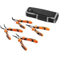 Vevor Jeu de 4 Pinces à Circlips Pince à Anneaux Élastiques Extérieurs et Intérieurs en Acier au Carbone avec Becs Droits et Recourbés Poignées Antidérapantes Sac de Rangement pour Travaux Mécaniques
