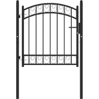 vidaXL Portail de clôture avec dessus arqué Acier 100x100 cm Noir