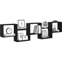 vidaXL Étagère cube murale 5 compartiments noir bois d'ingénierie