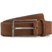 BOSS Ceinture en cuir suédé avec logo et boucle couleur acier