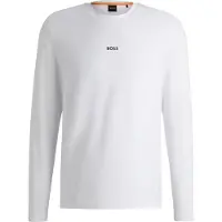 BOSS T-shirt en coton stretch à manches longues et logo imprimé