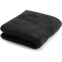 BOSS Serviette de toilette en coton noire avec logo brodé