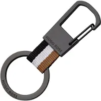 BOSS Porte-clés à rayures emblématiques avec détails chromés foncés