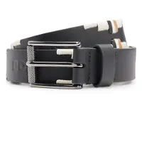 BOSS Ceinture en cuir d'inspiration équestre à rayures emblématiques brodées à la main