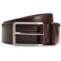 BOSS Ceinture en cuir italien avec boucle en métal argenté brossé