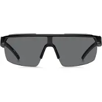 HUGO Lunettes de soleil noires style masque avec branches à logo en 3D