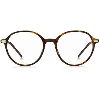 BOSS Monture optique ronde en acétate Havana avec branches dorées
