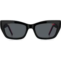 HUGO Lunettes de soleil en acétate noir avec branches superposées rouges