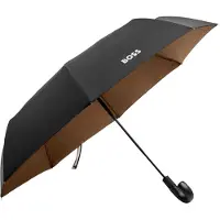 BOSS Parapluie de poche noir avec intérieur camel