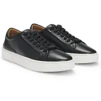 BOSS pour homme. 50536841 Gary Leather Sneakers black (44), Cuir, Noir, Plat, Lacets, Casuel