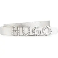 HUGO Ceinture en cuir italien avec logo à strass et doublure intégrale